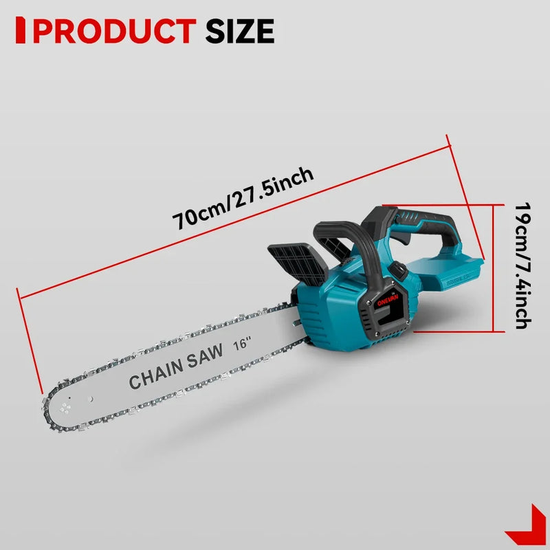 16Inch 8000W Brushless Electric Chainsaw LED Auto Oiling Cordless Woodworking Garden Chain Saw Power Tool For 21V 18V Battery