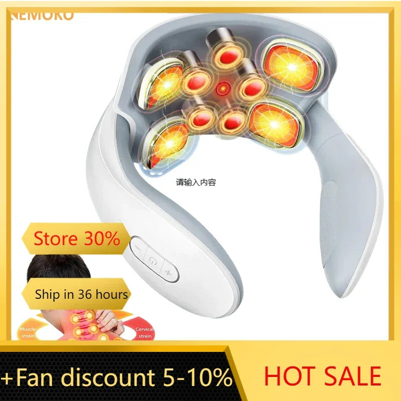 Smart Neck And Back Massager Device Shoulder Neck Massage Cervical Vertebra Vibrator Heating Relieve Pain Muscle Health Care