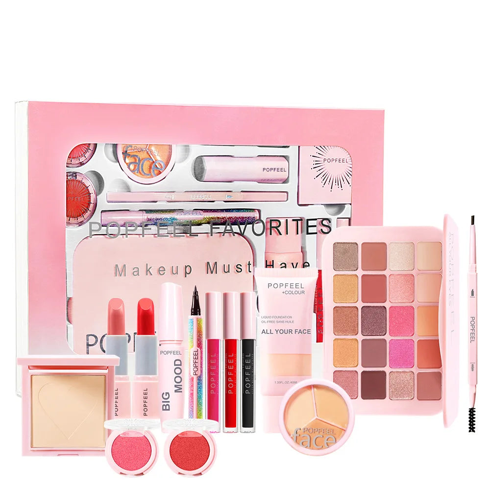 Best-Selling Popfeel Makeup Kit Full Set All-in-One Eyebrow Eyeshadow Eyeliner Lip Gloss Valentine's Day Gift for Women Cosmetics