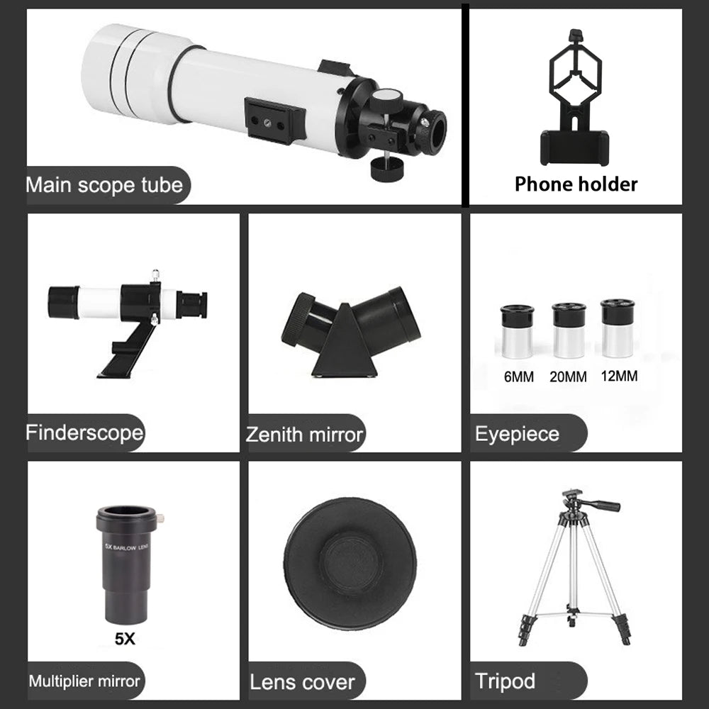 Telescopio astronómico profesional BORWOLF 40070 de alta definición 333X para ver la luna y las estrellas. Monocular para observación de aves.