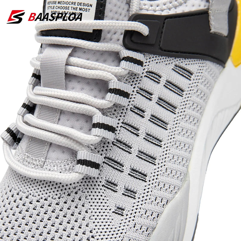 Baasploa Men Casual Sneakers New Mesh Breathable Sport Shoes For Men Lightweight Comfort Running Shoes Non-Slip Outdoor Male