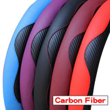 PU Carbon Fiber Leather Car Steering Wheel Cover without Inner Ring Suitable for 14.5-15 Inches Auto Supplies