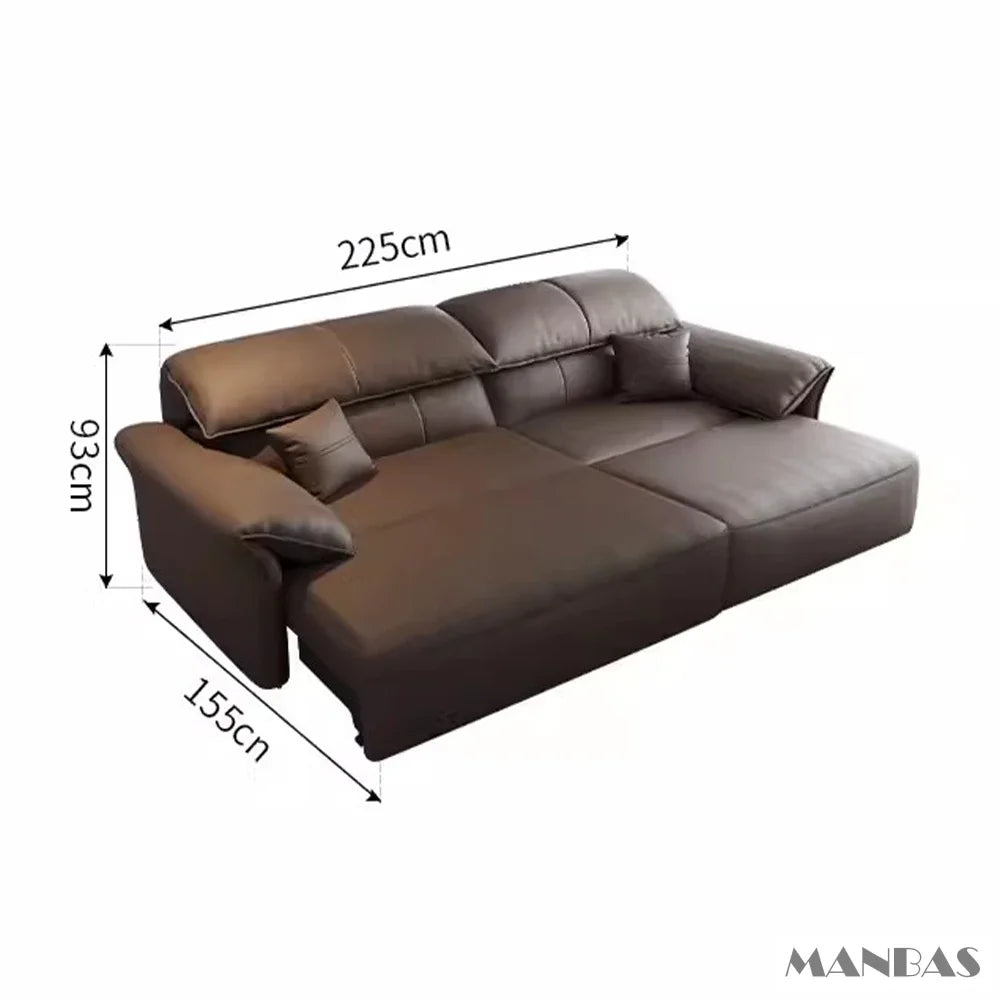 Electric Genuine Leather Sofa Bed Convertible Recliner – Modern Sectional Sleeper Couch with Adjustable Seats and Chaise Lounge