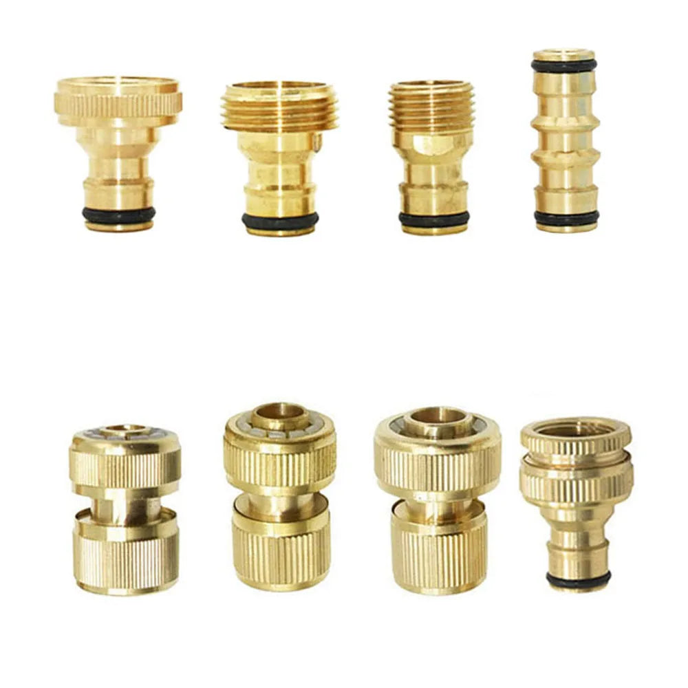 Conector rápido de manguera de latón de 1/2'', 5/8'', 3/4'' y 1'', accesorio de cierre de agua, rosca de cobre, adaptador para pistola de riego de jardín