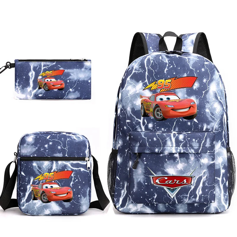 3pcs Disney Pixar Cars Lightning McQueen Students Backpacks Schoolbags Pencil Case Shoulder Bags Boys Girls School Bags Sets