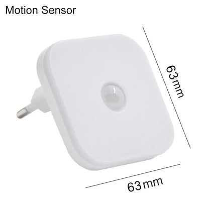 Luz nocturna con sensor de movimiento y luz LED, enchufe europeo, luz nocturna inalámbrica para niños, mesita de noche y dormitorio.