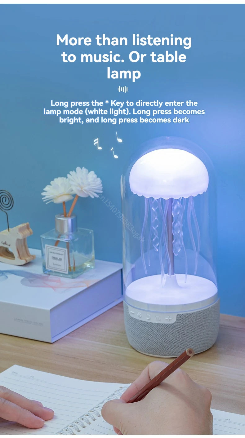 Creative Colorful Jellyfish Lamp Bluetooth Speaker HiFi Stereo 1800mAh Sports Jellyfish Speaker with Lights for Home Office