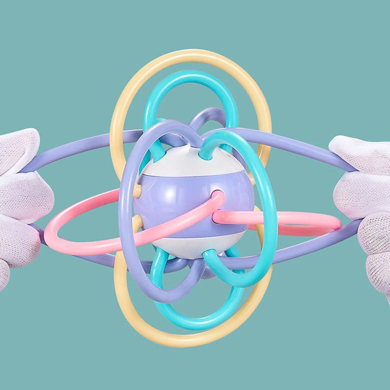 Baby Toys 0 12 Months Rotating Rattle Ball Grasping Activity Baby Development Toy Silicone Teether Sensory Toys for Babies Gifts