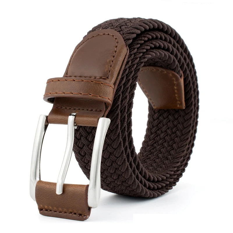 105cm Adjustable Buckle Braided Belts Unisex Jeans Trousers Pants Strap Women Men Metal Lock Waistbands Stretch Woven Belt