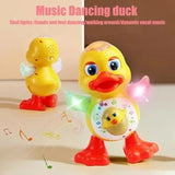 Pato eléctrico bailarín, divertido, parpadeante, con luz intermitente, sacude el cuerpo, lindo animal de dibujos animados musical, juguete educativo, regalo para niños