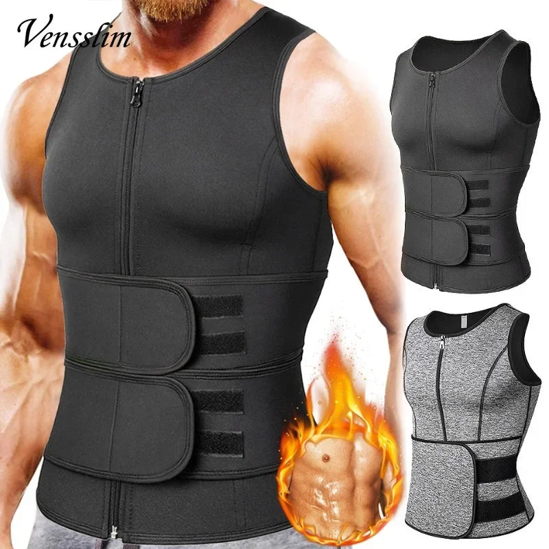 Vensslim - Chaleco moldeador de cintura para hombre, camiseta adelgazante, camiseta interior de compresión para sauna, ropa moldeadora, quemador de grasa, camisetas de entrenamiento