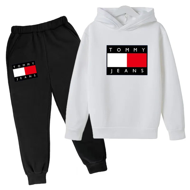 Children's Autumn/Winter Hoodie Creative Color Sweatshirt Top + Pants 2PC Coat Boys Girls Preschool 3-12Y Sunshine Sports Casual Set