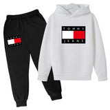 Children's Autumn/Winter Hoodie Creative Color Sweatshirt Top + Pants 2PC Coat Boys Girls Preschool 3-12Y Sunshine Sports Casual Set