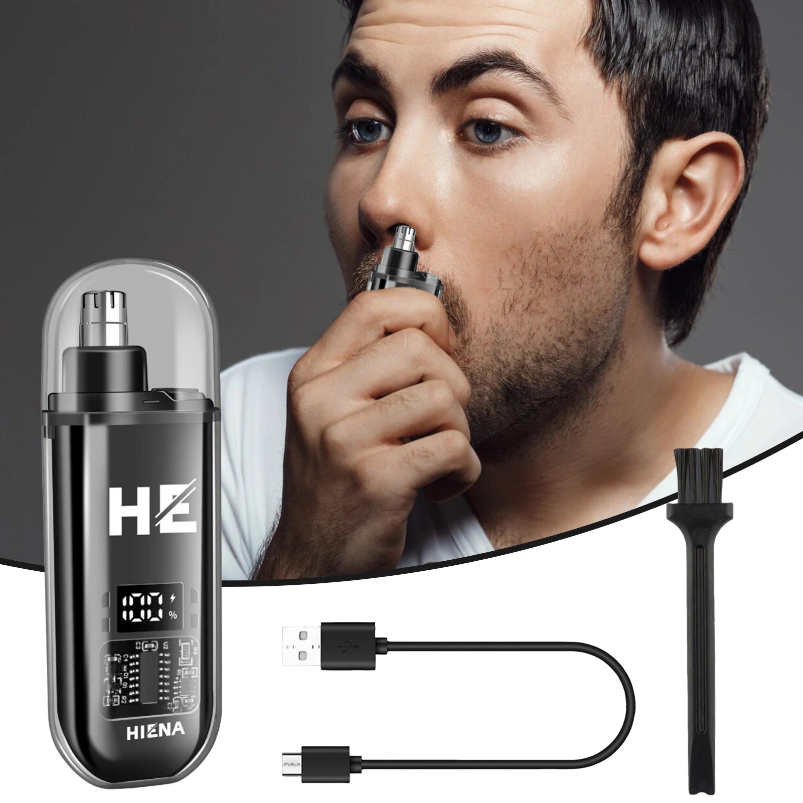 HIENA Electric Nose Hair Trimmer Rechargeable Mini Pocket Nose Ears Hair Shaving Eyebrow Trimmers Clipper Wet and Dry Haircut