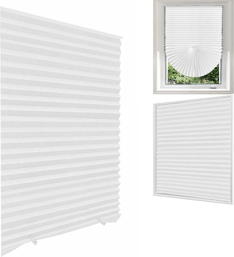 Blind for Window Self Adhesive Pleated Blinds Cordless No Drill Fabric Blinds Room Darkening Shades Blackout Shades for Bathroom