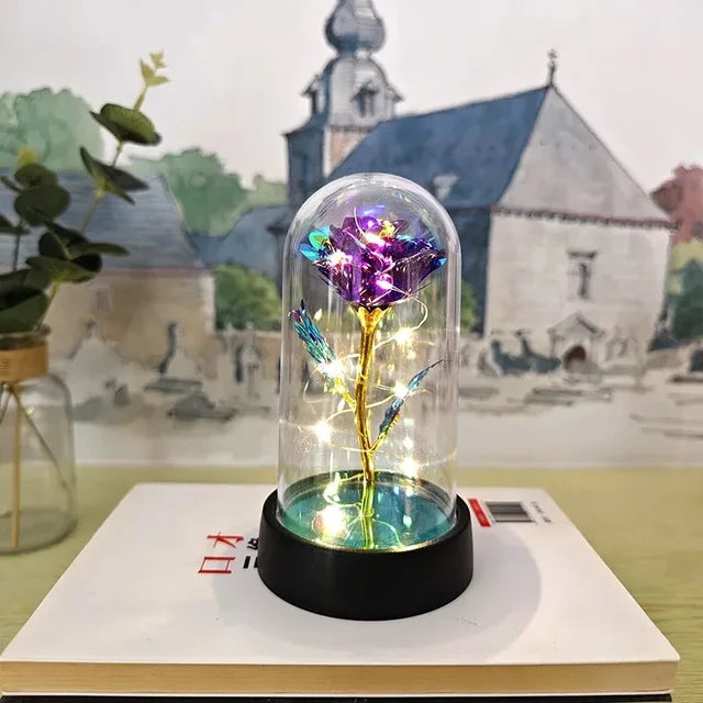 Artificial Rose Flowers for Girlfriend, Eternal Rose, LED Light, Leaf Flower, Wedding Decoration, Christmas Gifts, Valentine's Day 