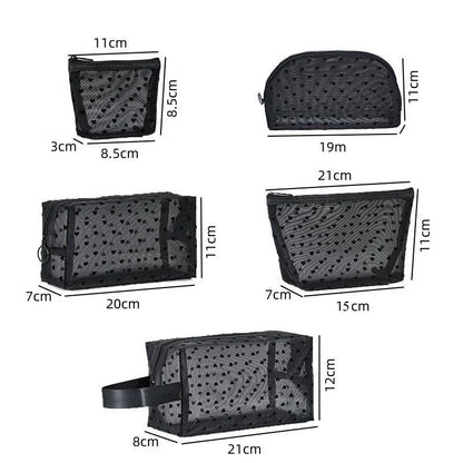 Heart-Shaped Nylon Mesh Cosmetic Bag Portable Toiletry Organizer for Women Makeup Storage