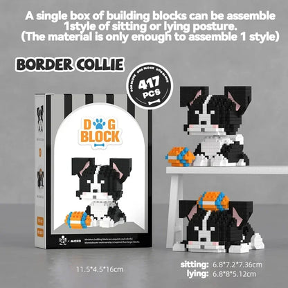 DIY Cute Dog Building Blocks Puppy Pet Model Animal Assemble Bricks Set Poodle Corgi Husky Cartoon Table Decor Gift for Kids