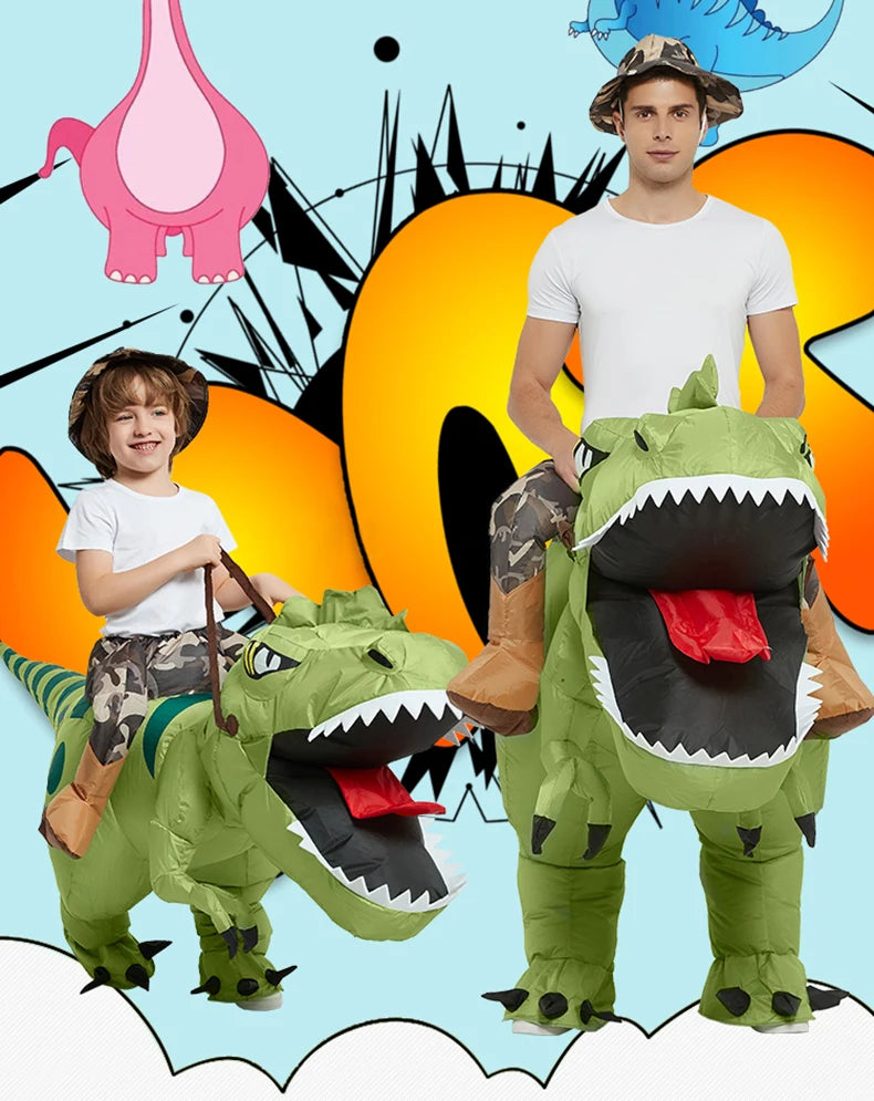 Animal Cartoon Riding T-Rex Inflatable Costume Nursery Kids Dinosaur Role-Playing Game Adult Kids Chasing Game Birthday Gift