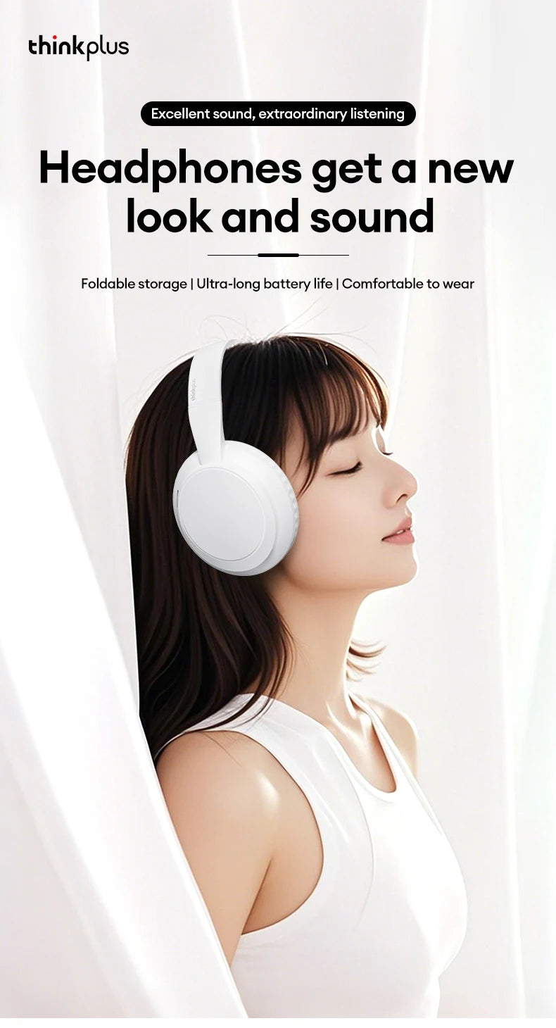 Lenovo TH11 Over-Ear Headsets Bluetooth 5.4 HI-FI Stereo Noise Cancelling Headphones Wireless Wired Gaming Earphones Comfortable