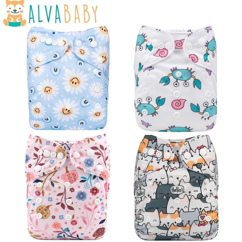 Pañal de tela reutilizable ALVABABY para bebé, lavable, de 3 a 15 kg, con 1 inserto de microfibra.