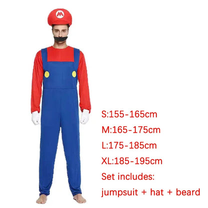 Adult Kids Game Funny Super Brother Mari Bros Fantasia Jumpsuit Man Dress Suit Anime Cosplay Costume Carnival Halloween Costumes