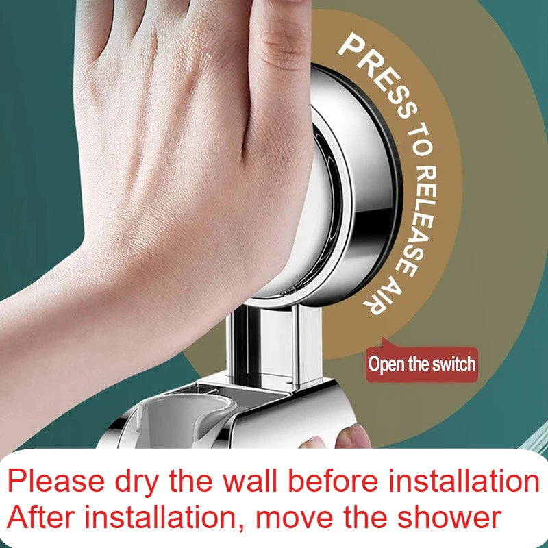 Shower Head Support Mural Douche Suction Cup Holder 360° Adjustable Plating Shower Rail Head Holder Bathroom Wall Mount Bracket