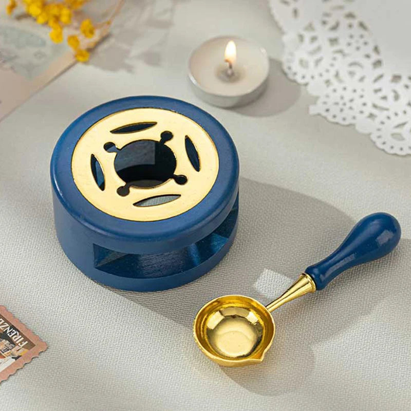 Sealing Wax 1 Set of Spoon Sealing Wax Furnace Stove Pot Seal Decorative Craft Gift Solid Wood Wax Stamp Craft Supplie SB002