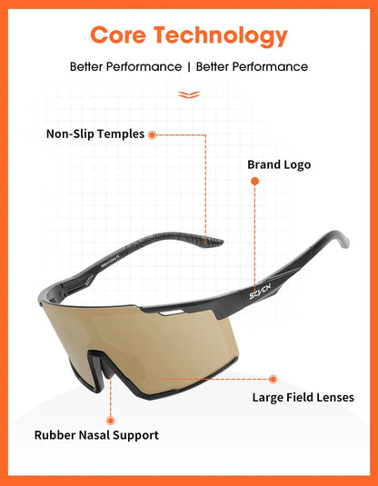 SCVCN Photochromic Cycling Sunglasses Sports Bicycle Glasses MTB Mountain Bike Goggles Accessories UV400 Outdoor Eyewear Men