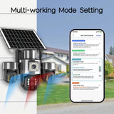 20MP 4G Sim Solar Camera WiFi 10X Optical Zoom 3-PTZ 4-Lens 3-Screens Outdoor Wireless Security Cameras Auto Tracking CCTV V380