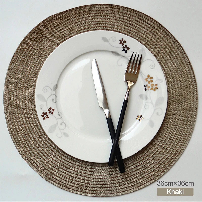 Round Placemats Set  Braided Circle Place Mat Washable Table Mats for Kitchen Dining Table Mixed Color Non-Slip Place mats