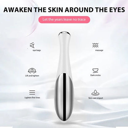 Masajeador eléctrico portátil para ojos, pequeño, para belleza facial y cuidado de ojos, con fuente de alimentación de batería seca, ligero y portátil.