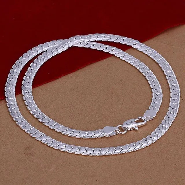 Colar de Corrente Cobra para Homens e Mulheres, prata esterlina 925, moda tira, alta qualidade, 1mm
