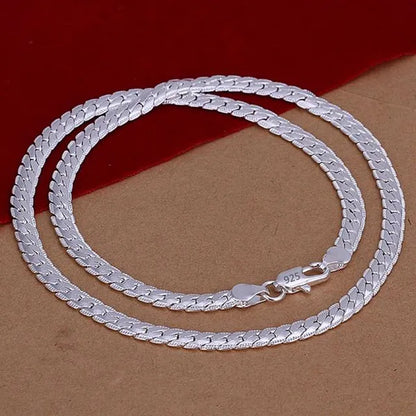 Snake Chain Necklace for Men and Women, 925 Sterling Silver, Fashion Sliver, High Quality, 1mm 