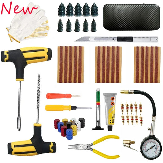 Kit de reparación de neumáticos de coche nuevo, herramientas para tapones de pinchazos, emergencia de pinchazos para tiras de neumáticos universales, kit de herramientas de reparación de pegamento para mezclar