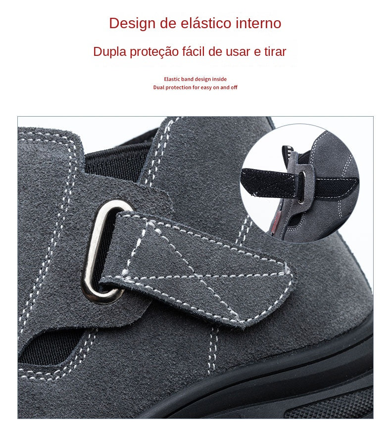 Genuine Leather Cow Suede Safety Work Shoes For Men Composite Head Anti Nail Anti Static Welding Shoes Indestructible Boots