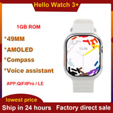 Amoled Hello Watch 3+ 1GB ROM reloj inteligente NFC brújula Bluetooth llamada música Local 49mm ritmo cardíaco hombres mujeres Smartwatch