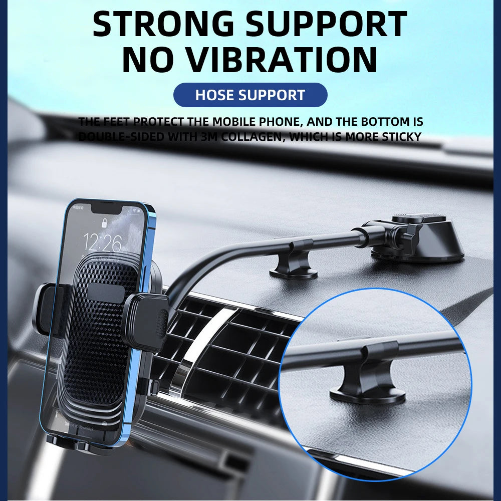 360° Rotating Car Phone Holder Universal Windshield Dashboard Phone Mount Flexible Long Arm Bracket Support GPS Suction Base