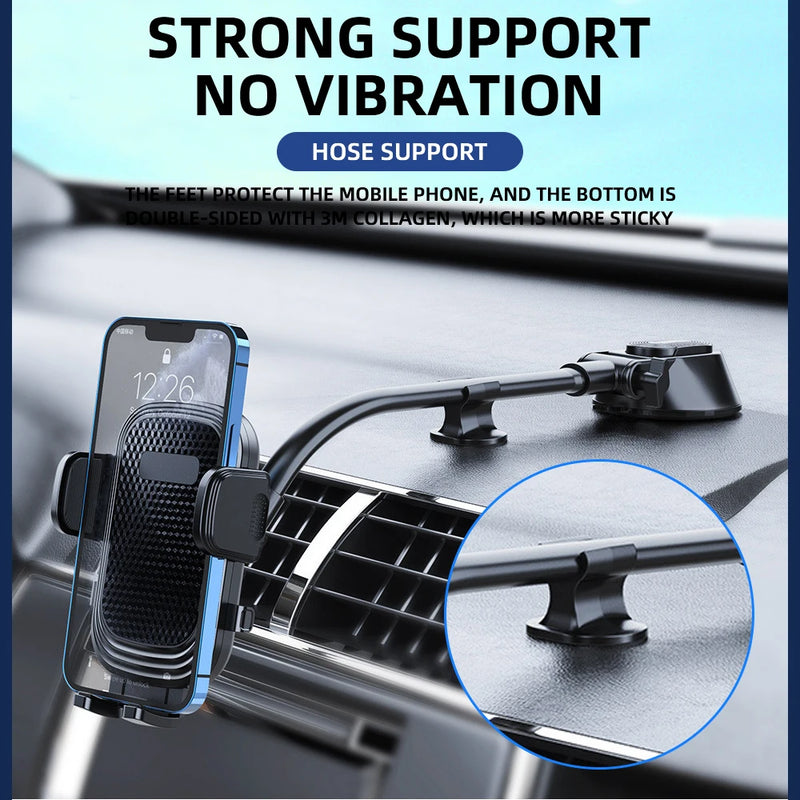 360° Rotating Car Phone Holder Universal Windshield Dashboard Phone Mount Flexible Long Arm Bracket Support GPS Suction Base