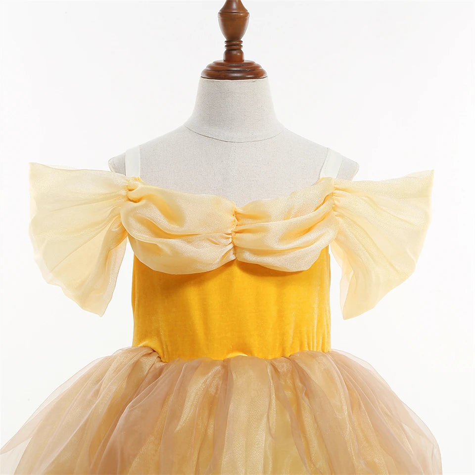 Children's Halloween Role Play Fairy Princess Belle Dress Xmas Carnival Masquerade Performance Birthday Party Fancy Girl Clothes