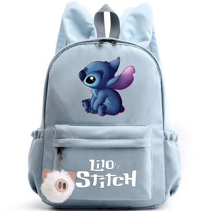 Mochila Disney Lilo Stitch para niñas, niños y adolescentes, informal, escolar, de viaje, con orejas de conejo