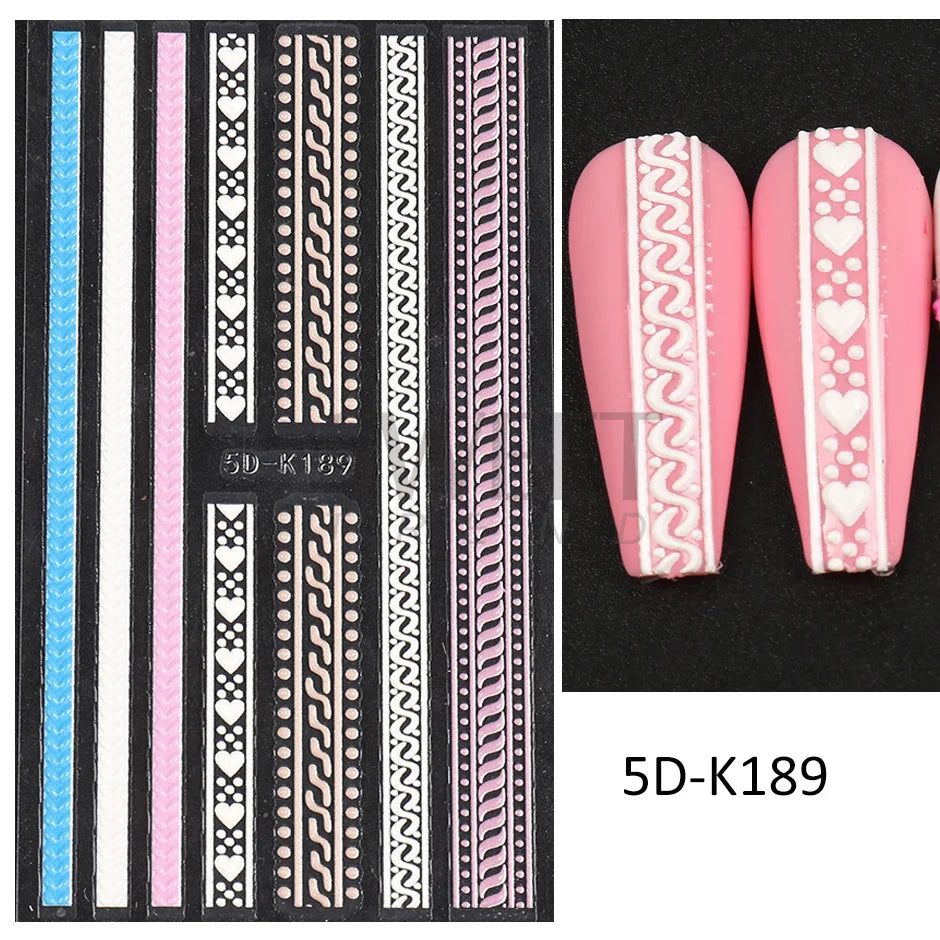 5D Red Christmas Nail Stickers Glitter Embossed Snowflake Gloves Feather Bulb Bells Winter Xmas DIY Engraved Manicure Decoration
