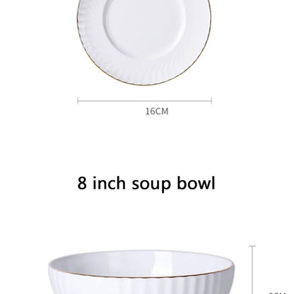 1pc Dish And Plates Bone china Dinner Set China Health Tableware White Ceramic Fruit tray  Soup plate Bowl Dish Gift Porcelain