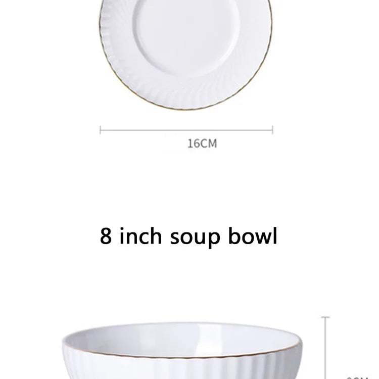 1pc Dish And Plates Bone china Dinner Set China Health Tableware White Ceramic Fruit tray  Soup plate Bowl Dish Gift Porcelain