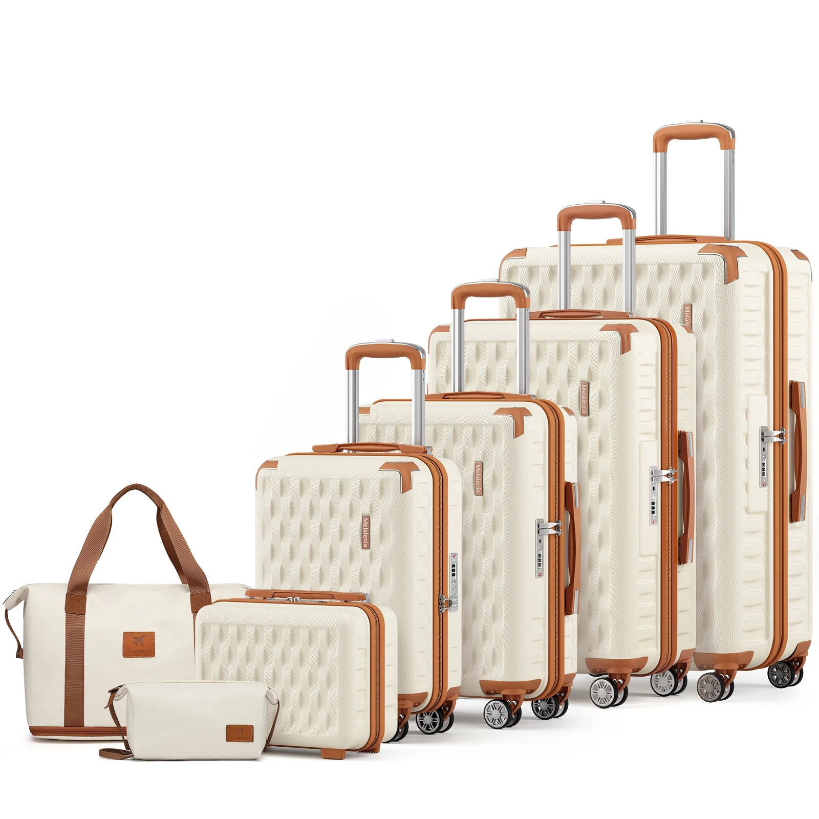 7ce Lightweight Durable Luggage Set, Family Travel Suitcase with TSA Lock and Smooth Spinner Wheels-Pie