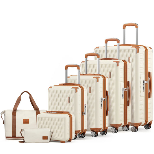 7ce Lightweight Durable Luggage Set, Family Travel Suitcase with TSA Lock and Smooth Spinner Wheels-Pie