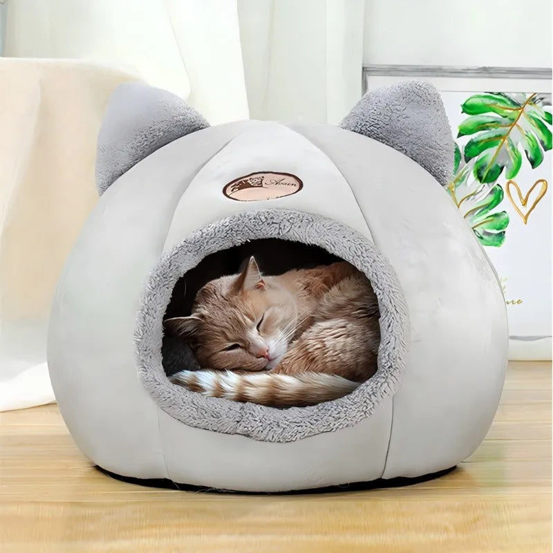 Pet bed with cat ears cat bed for small medium large cats Keep warm in winter  Comfortable and soft Machine washable