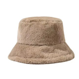 Winter Rabbit Plush Fisherman Hats for Women Girl Bucket Hat Windproof Leopard Soft Faux Fur Wide Brim Lady Women Artist Cap