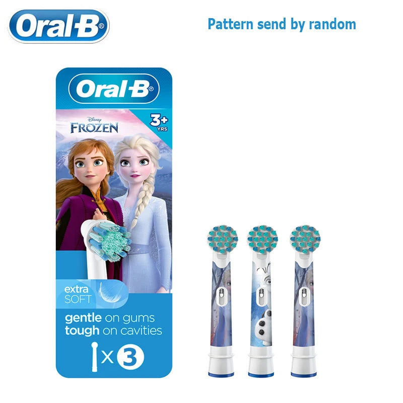 Recambio de cabezales de repuesto para cepillo de dientes eléctrico Oral B EB10 Kids, con cerdas suaves y cabezal redondo pequeño, ideal para limpieza dental de Spiderman y Frozen.