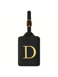 PU Leather Luggage Tag for Travel - Durable Suitcase ID Tag with Privacy Cover & Name Card Slot (A-Z) liu